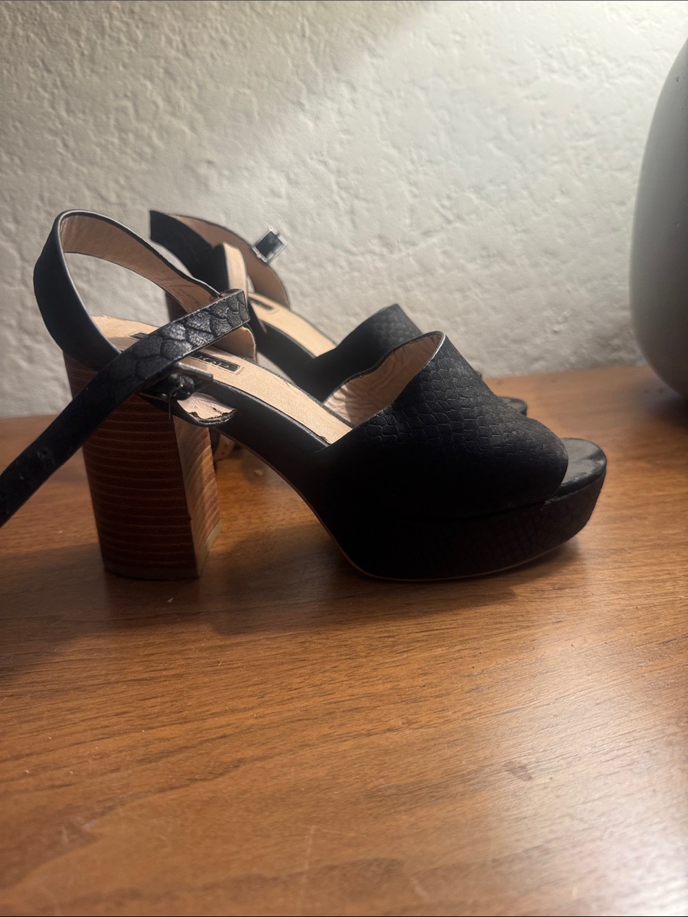 Black Women's Slingback Platform Sandals